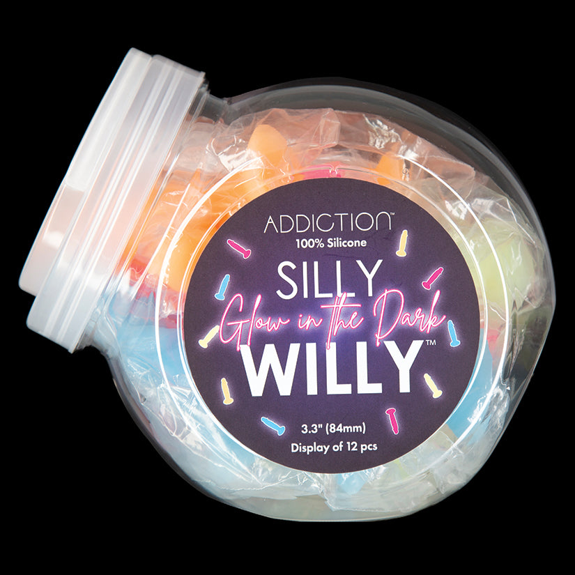Addiction - Silly Willy - Glow in the Dark - 3.3" Silicone Dildo - 12 Pack