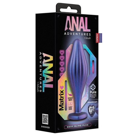 Anal-Adventures-Matrix-Wavy-Bling-Sapphire-4.5-Inch-Anal-Plug