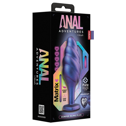 Anal-Adventures-Matrix-Bumped-Bling-Sapphire-4.5-Inch-Anal-Plug