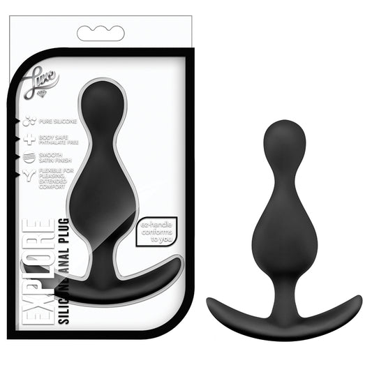 Luxe-Explore-Black-4.5-Inch-Anal-Plug-With-Handle