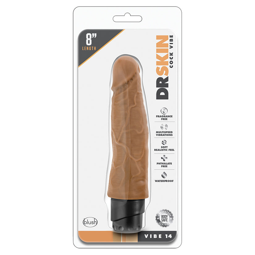 Dr-Skin-Cock-Vibe-14-Realistic-Mocha-8-Inch-Long-Vibrating-Dildo