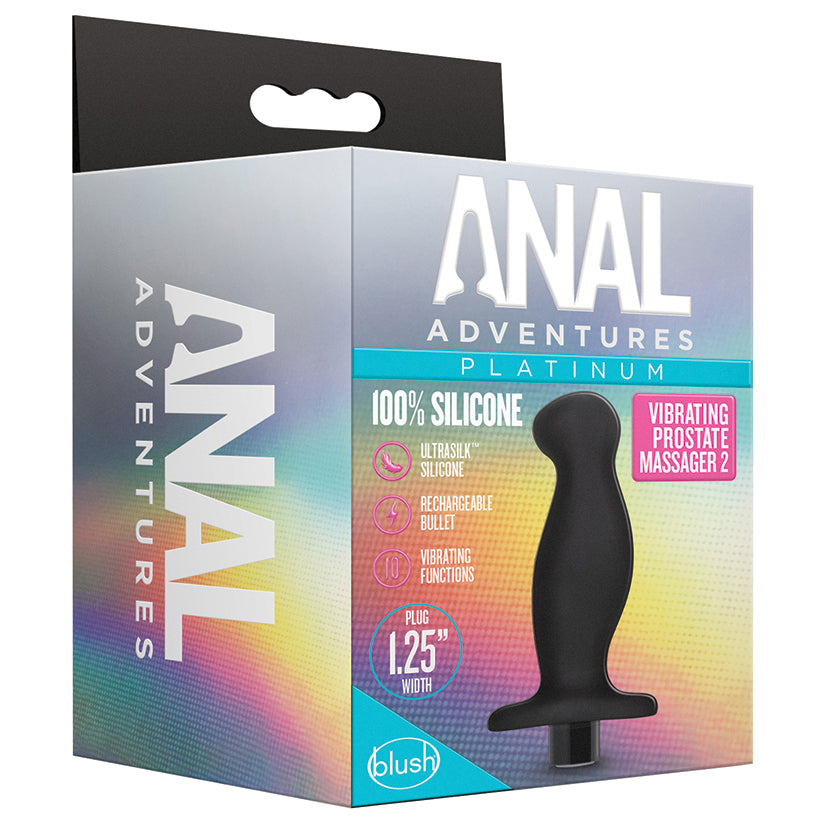 Anal-Adventures Platinum-Prostate-Massager-02 -Curved-Black-4.25-Inch-Vibrating-Rechargeable-Anal-Plug
