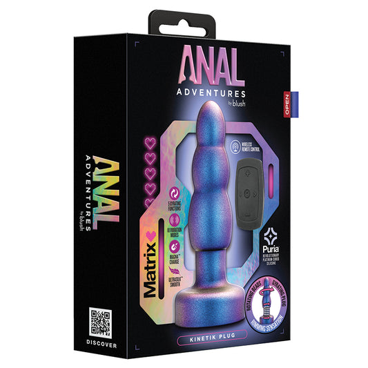 Blush Anal Adventures Matrix  Kinetik Plug: Progressing Size With Gyrating Shaft & Rotating Rimmer in Space Age Blue  Made from Pure Puria Silicone & IPX7 Waterproof