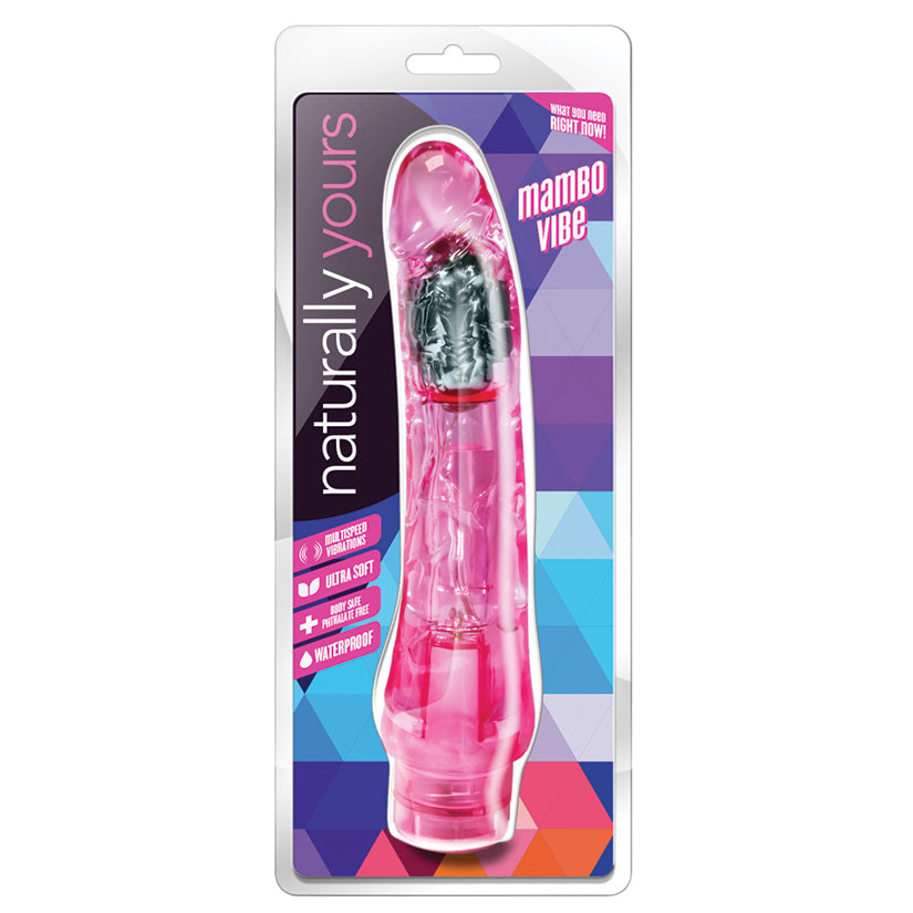 Naturally-Yours-Mambo-Vibe-Realistic-Curved-Pink-9-Inch-Long-Vibrating-Dildo