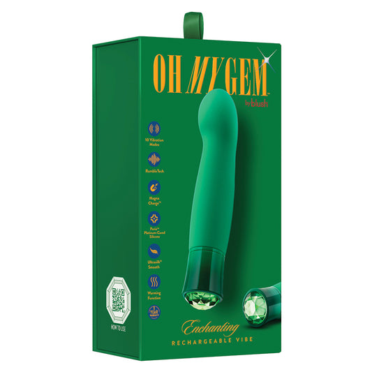 Blush Oh My Gem Enchanting 5.5 Inch Warming G Spot Vibrator in Emerald - Made with Smooth Ultrasilk Puria Silicone