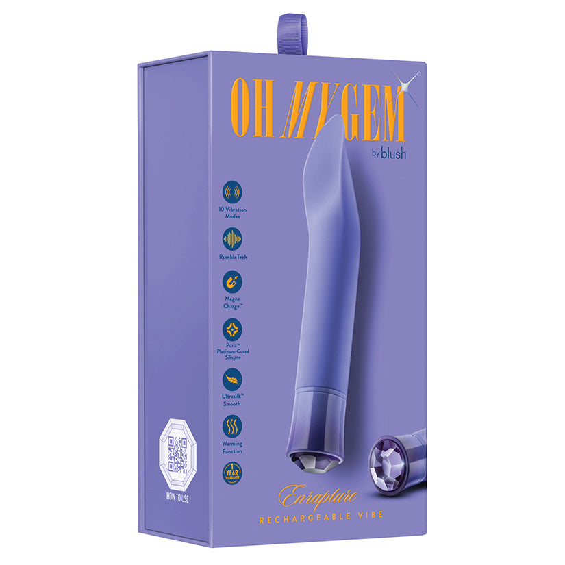 Blush Oh My Gem Enrapture 6.5 Inch Warming Clitoral Vibrator in Tanzanite - Made with Smooth Ultrasilk Puria Silicone