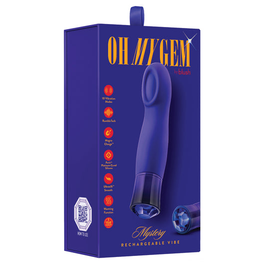 Blush Oh My Gem Mystery 5.5 Inch Warming G Spot Vibrator in Sapphire - Made with Smooth Ultrasilk Puria Silicone