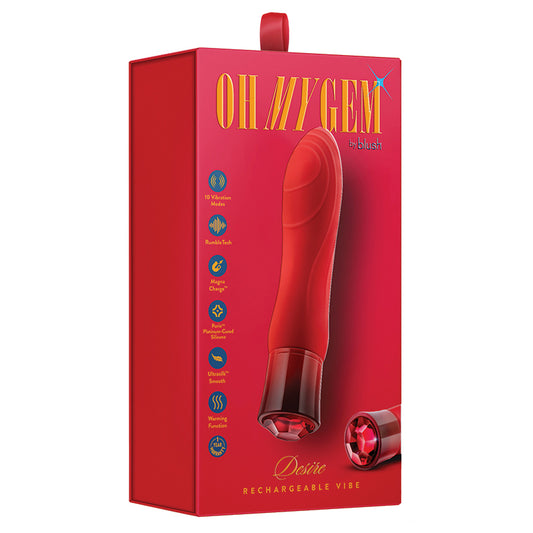 Blush Oh My Gem Desire 5.5 Inch Warming G Spot Vibrator in Ruby - Made with Smooth Ultrasilk Puria Silicone