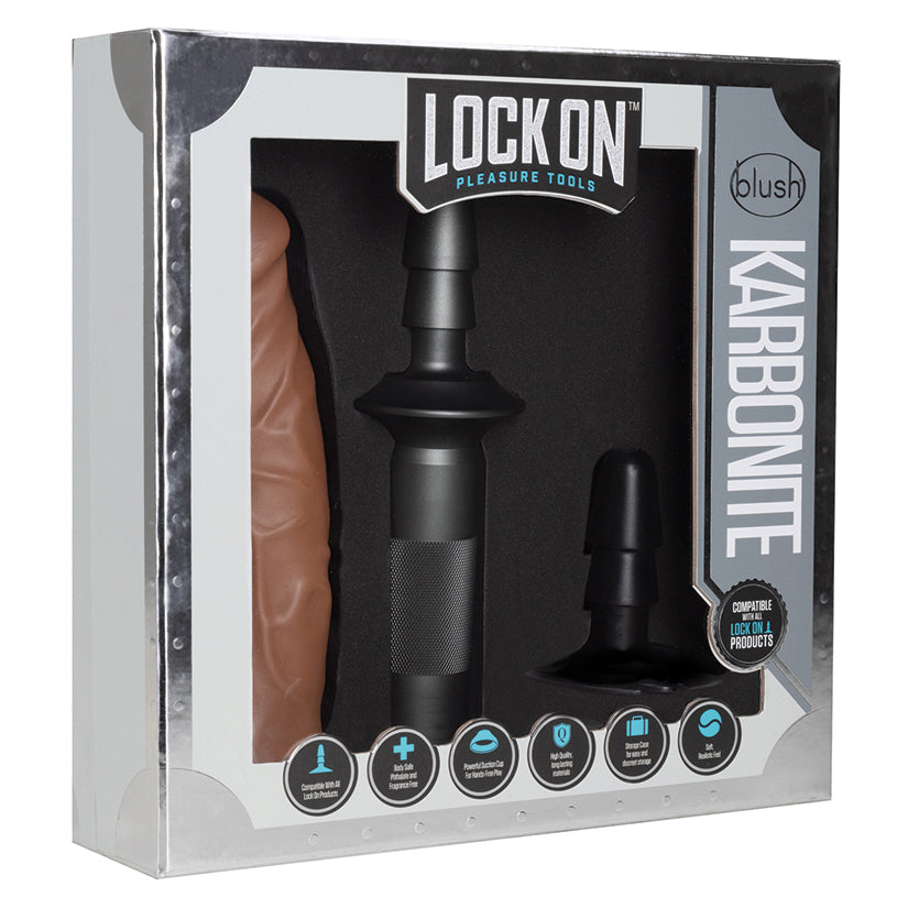Lock-On-Karbonite-Realistic-Mocha-7.75-Inch-Long-Dildo-With-Suction-Cup-Adapter-Handle