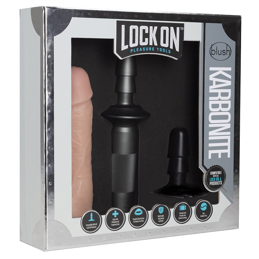 Lock-On-Karbonite-Realistic-Vanilla-7.75-Inch-Long-Dildo-With-Suction-Cup-Adapter-Handle