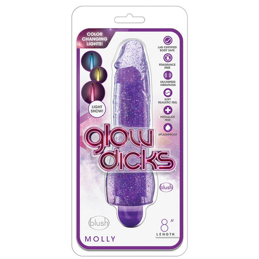 Glow-Dicks-Molly-Glitter-Realistic-Purple-8-Inch-Long-Vibrating-Dildo