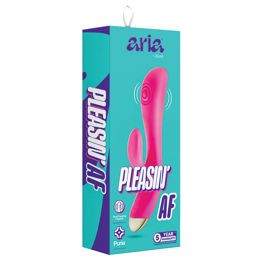 Blush Aria  Pleasin' AF: 8 Inch Flexible Multispeed G Spot Vibrator in Fuchsia - Made with Smooth Ultrasilk Puria Silicone