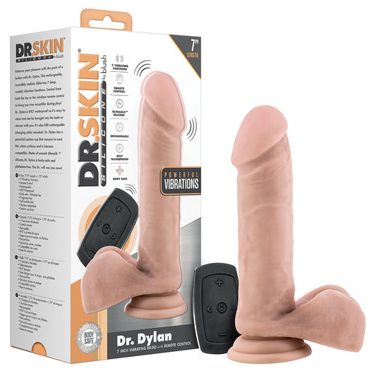Dr-Skin-Silicone-Dr-Dylan-Vanilla-7.5-Inch-Long-Rechargeable-Remote-Control-Vibrating-Dildo-With-Suction-Cup-Base