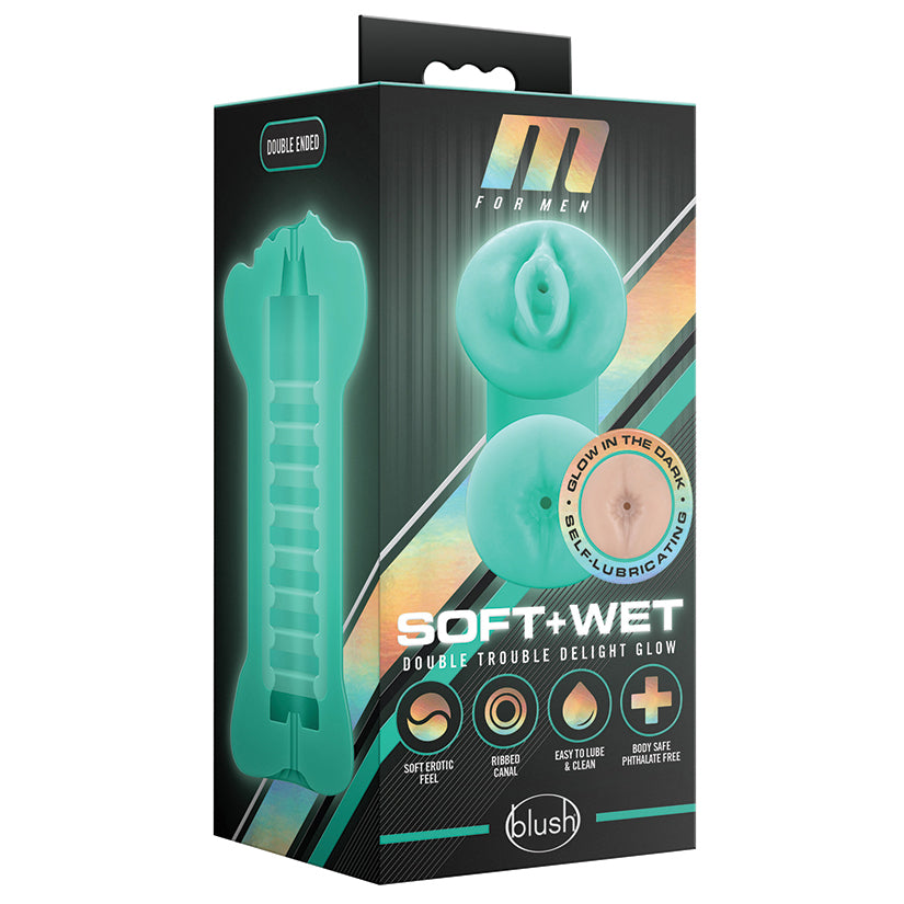 M-for-Men-Soft-Wet-Double-Trouble-Glow-in-the-Dark-Realistic-Vanilla-Masturbator-Stroke