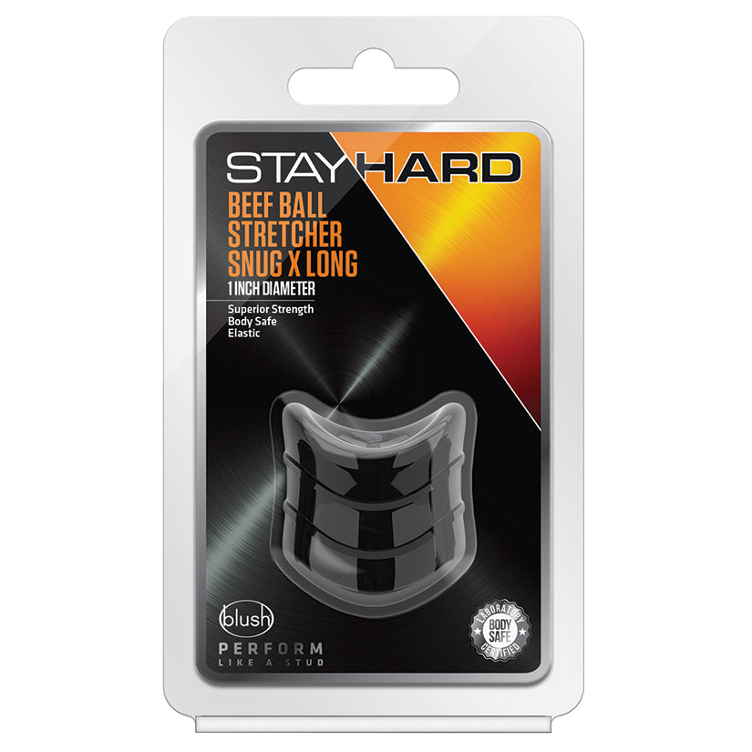 Stay-Hard-X-Long-Snug-Black-Beef-Ball-Stretcher-1-Inch-Diameter