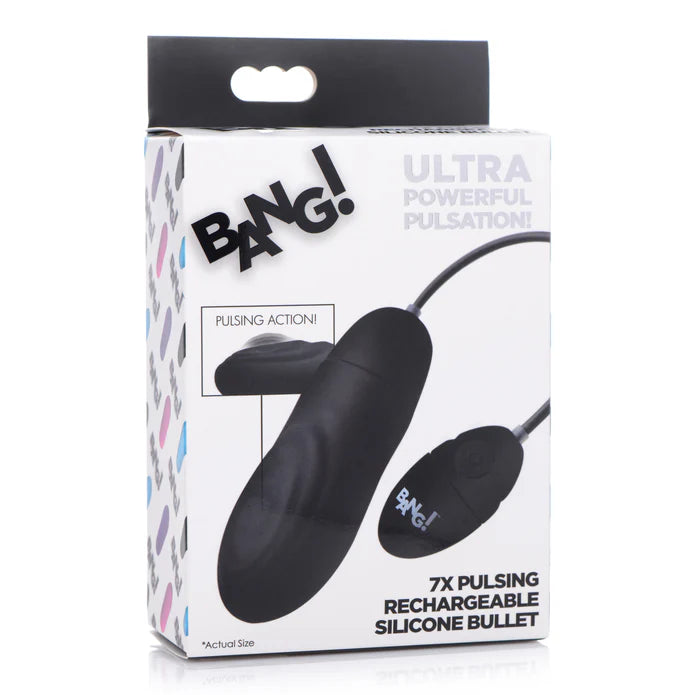 Bang! 7X Pulsing Rechargeable Silicone Bullet - Black