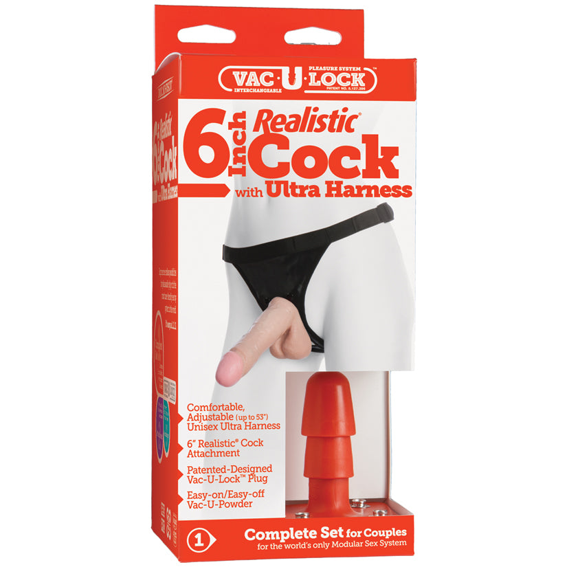 Vac-U-Lock-Realistic-Cock-With-Ultra-Harness-7-Inch