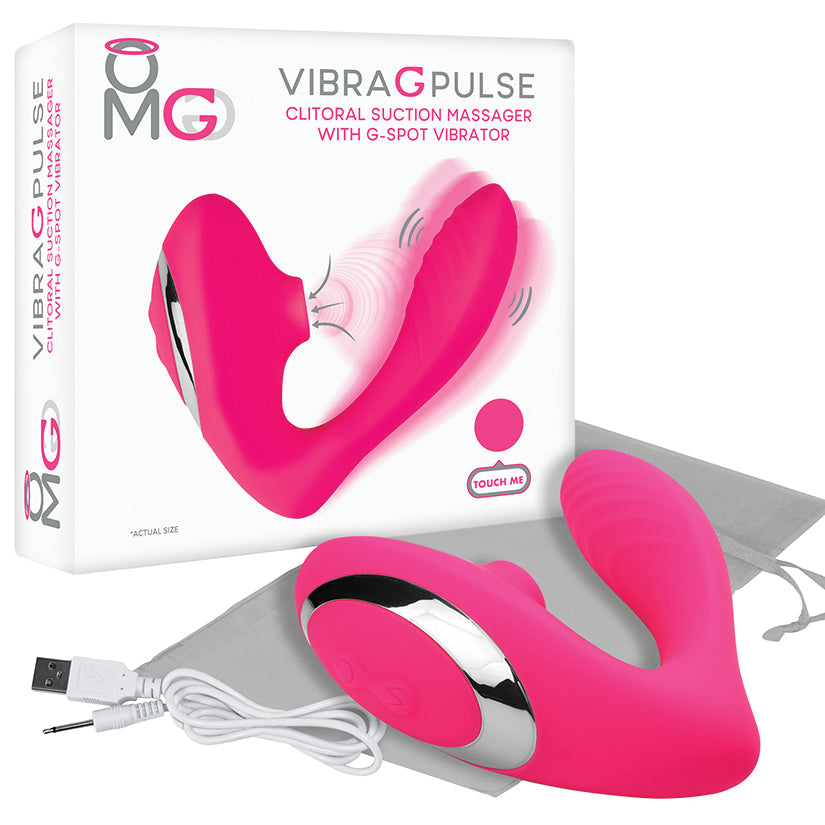OMG Vibra G Pulse Clitoral Air Massager with G-Spot Vibrator - Pink