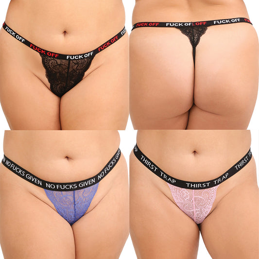 Fantasy Lingerie Fuck Panty 3 Pack - Multi Color Queen