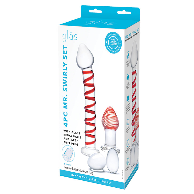 Glas Mr. Swirly Set with Glass Kegel Balls and 3.25" Butt Plug (4 Piece Set)