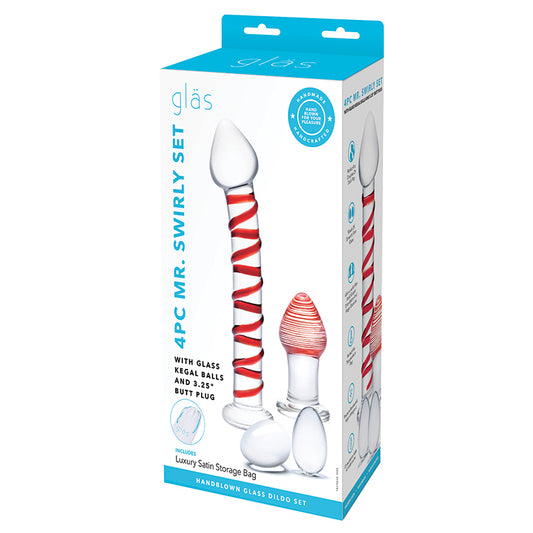 Glas Mr. Swirly Set with Glass Kegel Balls and 3.25" Butt Plug (4 Piece Set)