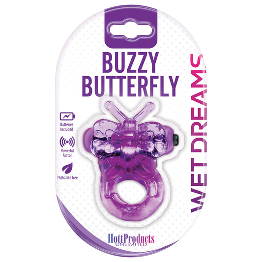 Wet Dreams Buzzy Butterfly Cock Ring - Purple