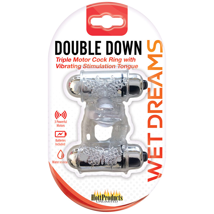 Double Down Vibrating Cock Ring - Clear
