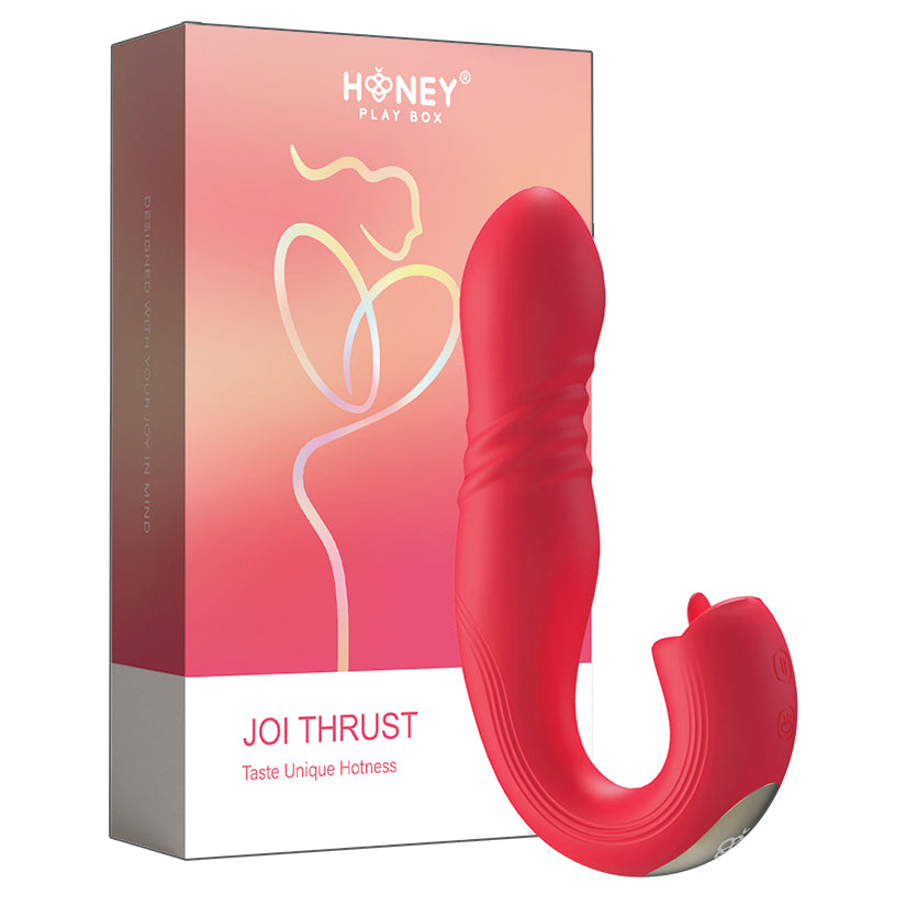 Honey Play Box JOI THRUST App Controlled Thrusting G-Spot Vibrator and Tongue Clit Licker - Red
