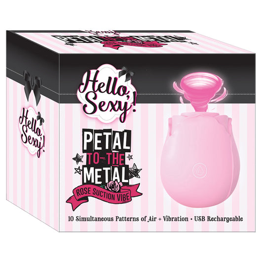 Hello Sexy Petal To The Metal Rose Suction Vibe - Pink