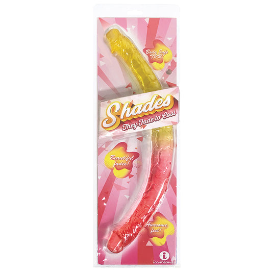 Icon Brands - Shades 18 Inch Double Dong - Pink and Yellow