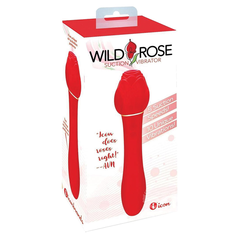 Wild Rose Rechargeable Silicone Suction + Vibrator - Red