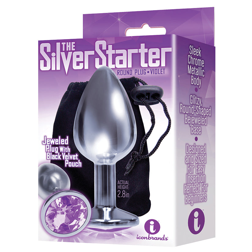 Icon Brands - The Silver Starter Round Jewel Plug - Purple