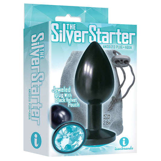 Icon Brands - The Silver Starter Round Jewel Plug - Aqua