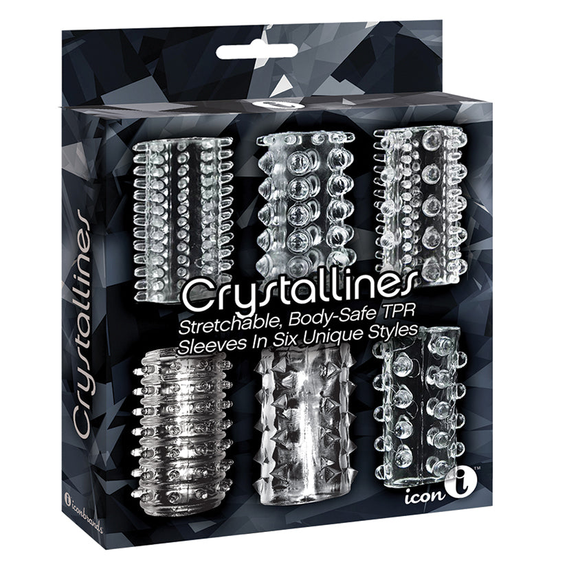 Icon Brands - Crystalline Cock Sleeves - 6 Pack Clear