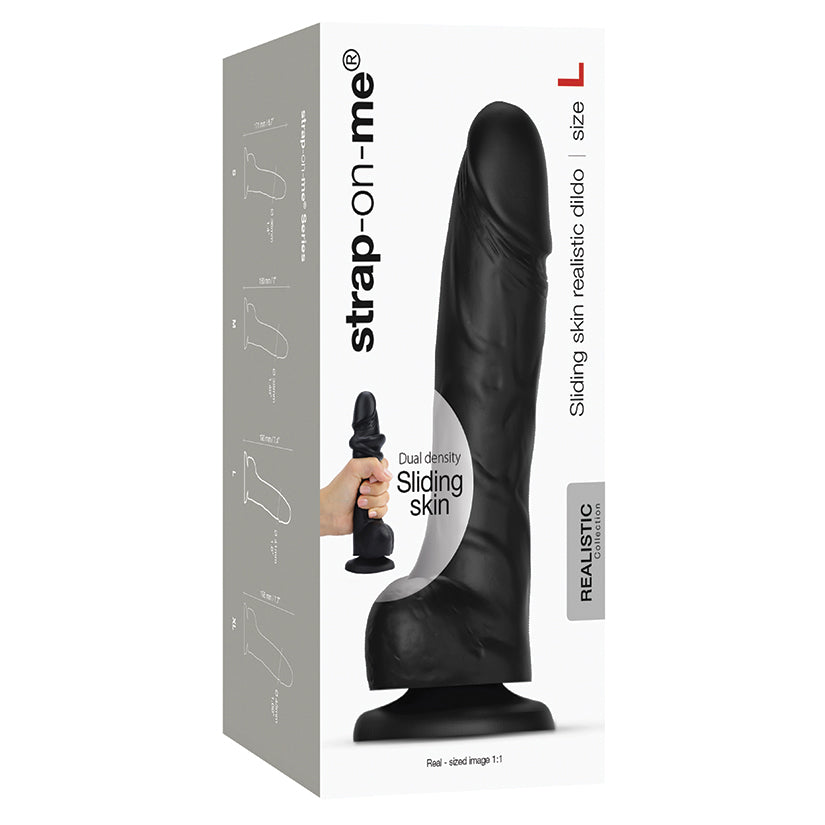 Strap On Me Sliding Skin Realistic Dildo - Black L