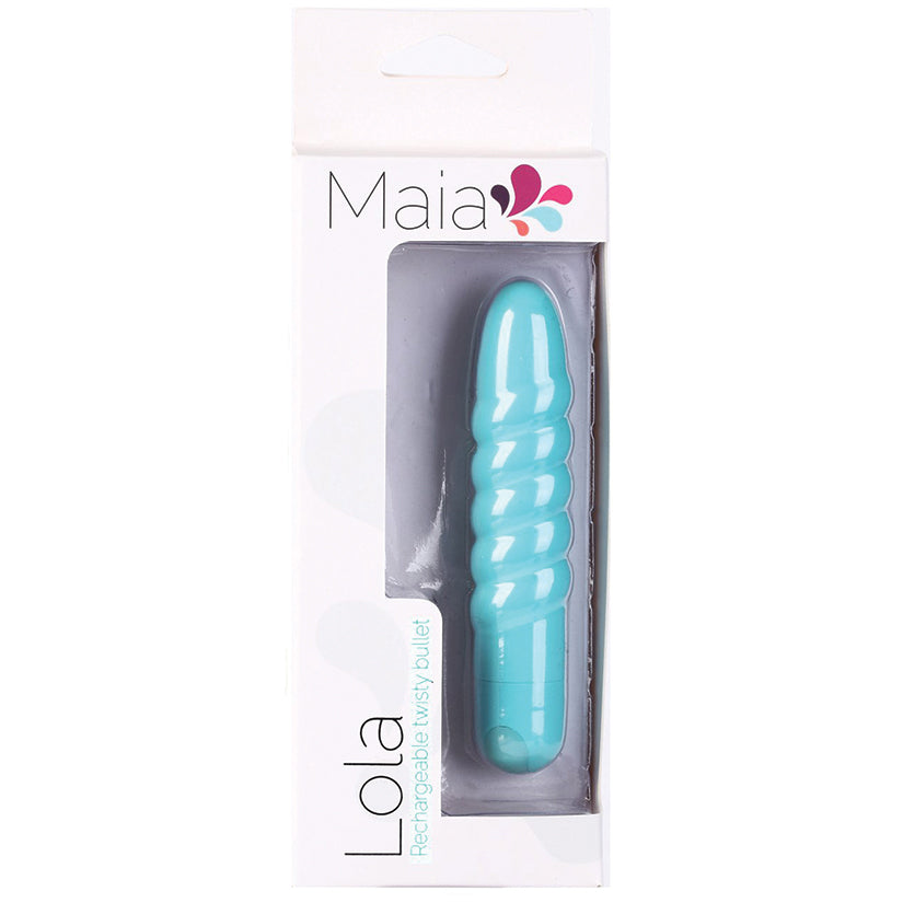 Maia-LOLA-Rechargeable-Silicone-10-Function-Vibrating-Twisty-Bullet-Teal-Blue