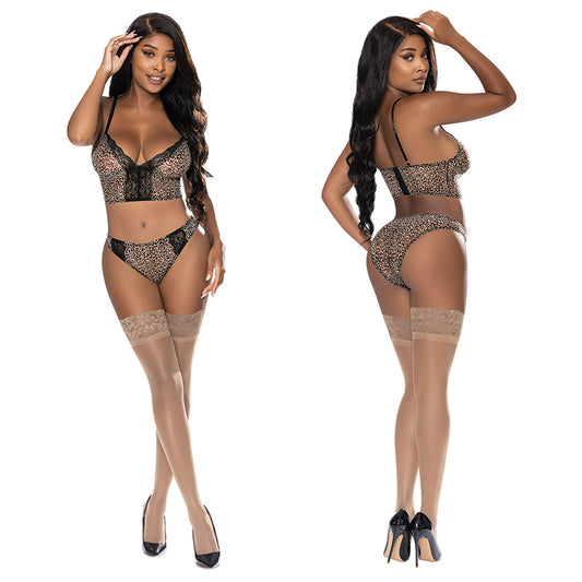 Magic Silk Bra & Hipster Panty - Leopard L/XL