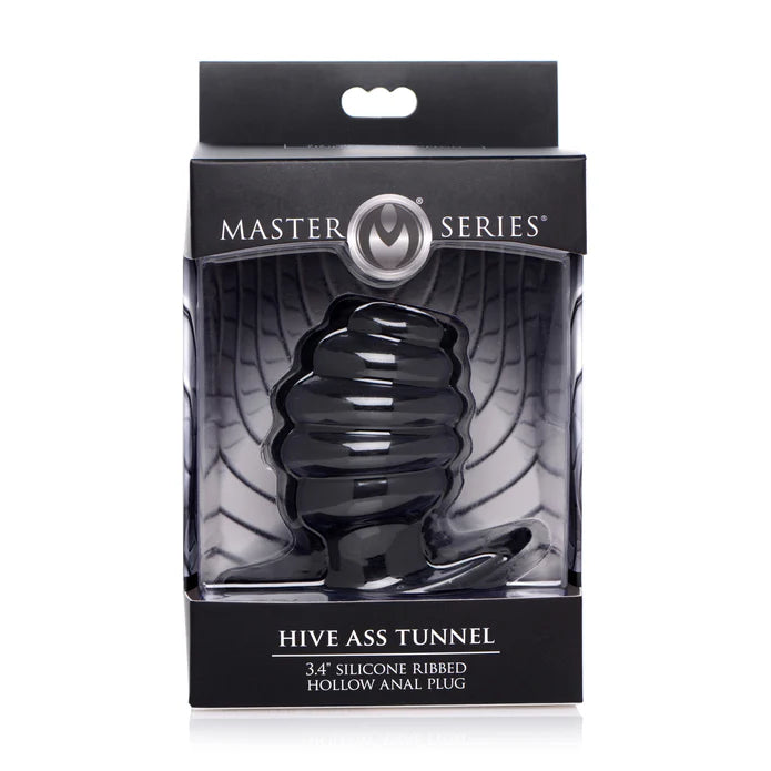 Master Series Hive Ass Tunnel Silicone Ribbed Hollow Anal Plug - Medium