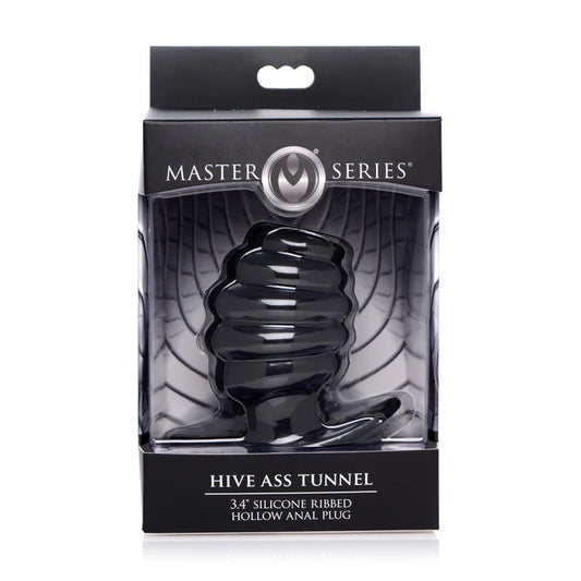 Master Series Hive Ass Tunnel Silicone Ribbed Hollow Anal Plug - Medium