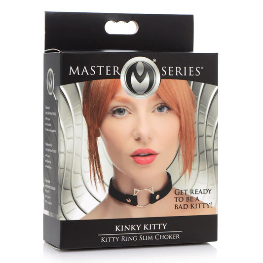 Master Series Kinky Kitty Ring Slim Choker - Black