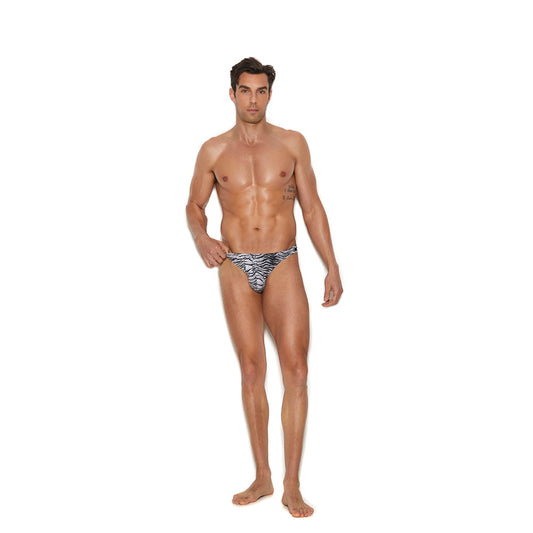 Elegant Moments Men's Snap Closure Thong - Zebra Large/Extra Large