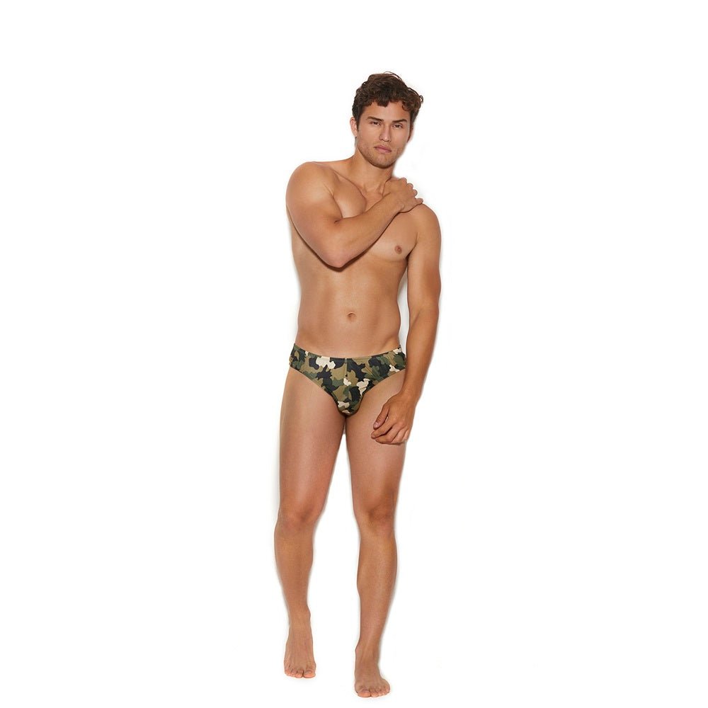 Elegant Moments Men's Thong Back Brief - Camouflage Large/Extra Large