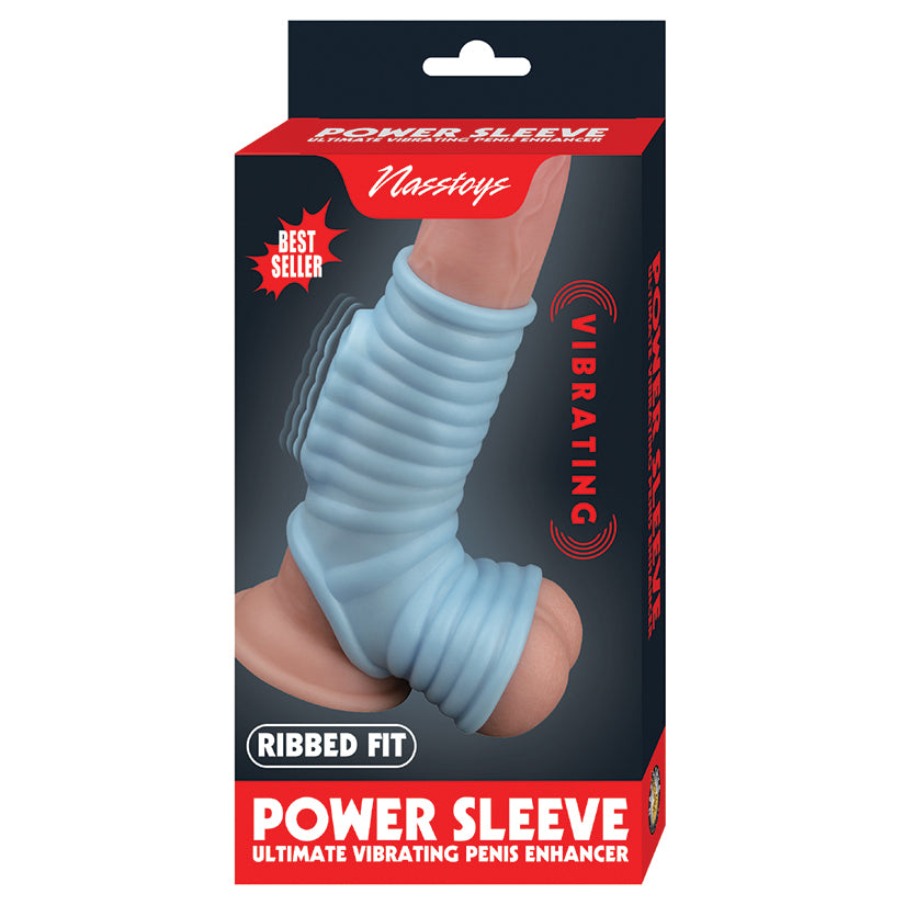 Power Sleeve Ribbed Fit Vibrating Penis Enhancer - Blue Allison's Closets Power Sleeve Ribbed Fit Vibrating Penis Enhancer - Blue Allison's Closets