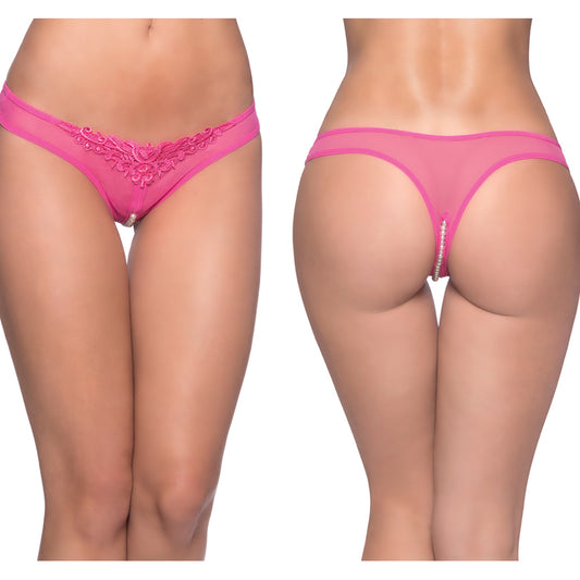 Oh La La Cheri Paradise Lace Pearl Thong - Pink O/S