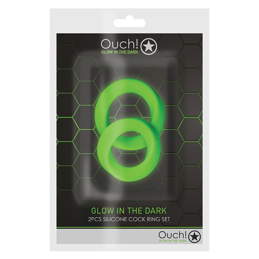 Ouch! Cock Ring Set - Glow in the Dark (2 Pack)