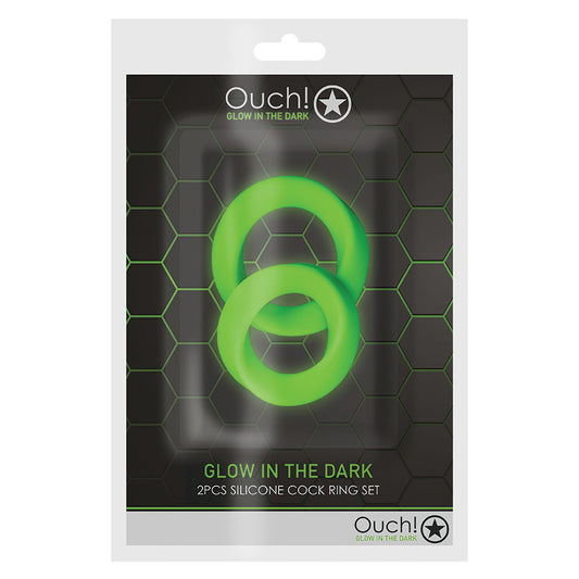 Ouch! Cock Ring Set - Glow in the Dark (2 Pack)