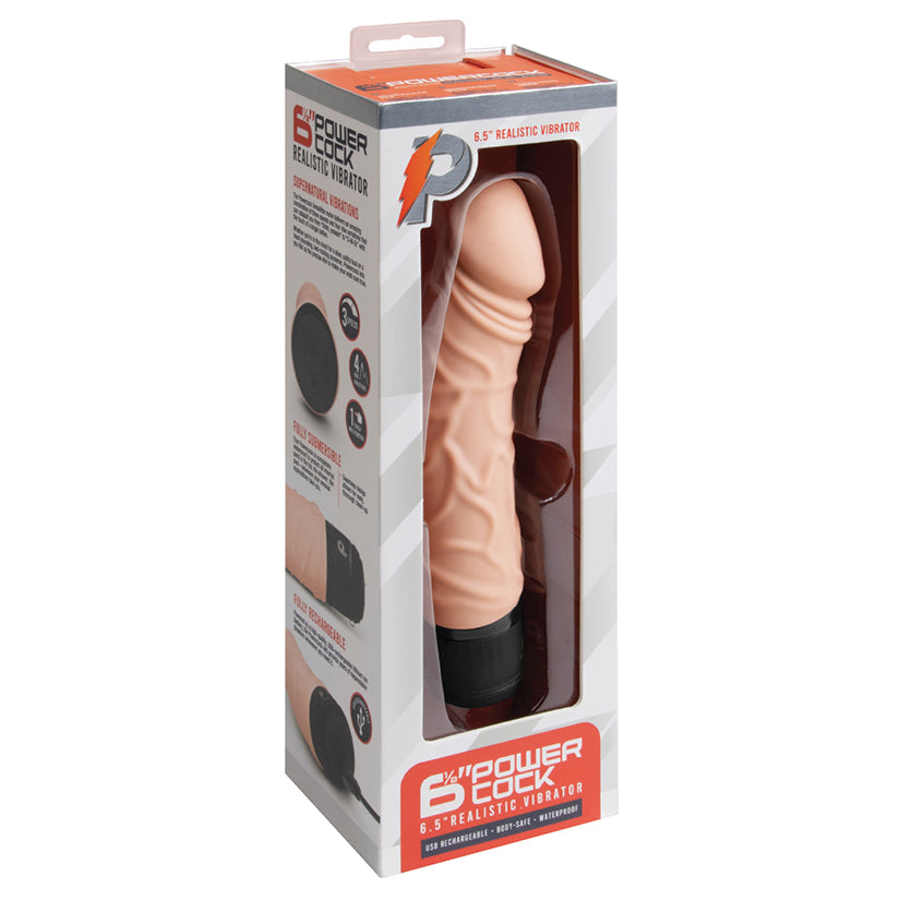 Powercocks 6.5" Realistic Vibrator - Nude