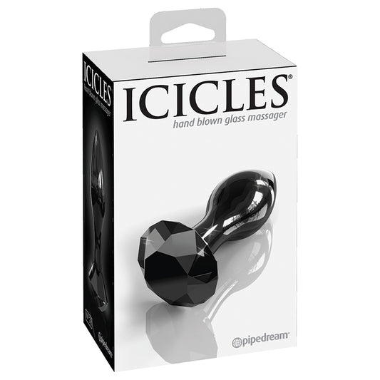 Icicles-No-78-Hand-Blown-Glass-Massager-Gem-Shaped-Plug-Black
