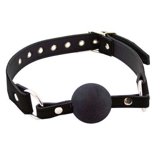 Rouge Leather Ball Gag with Black Ball