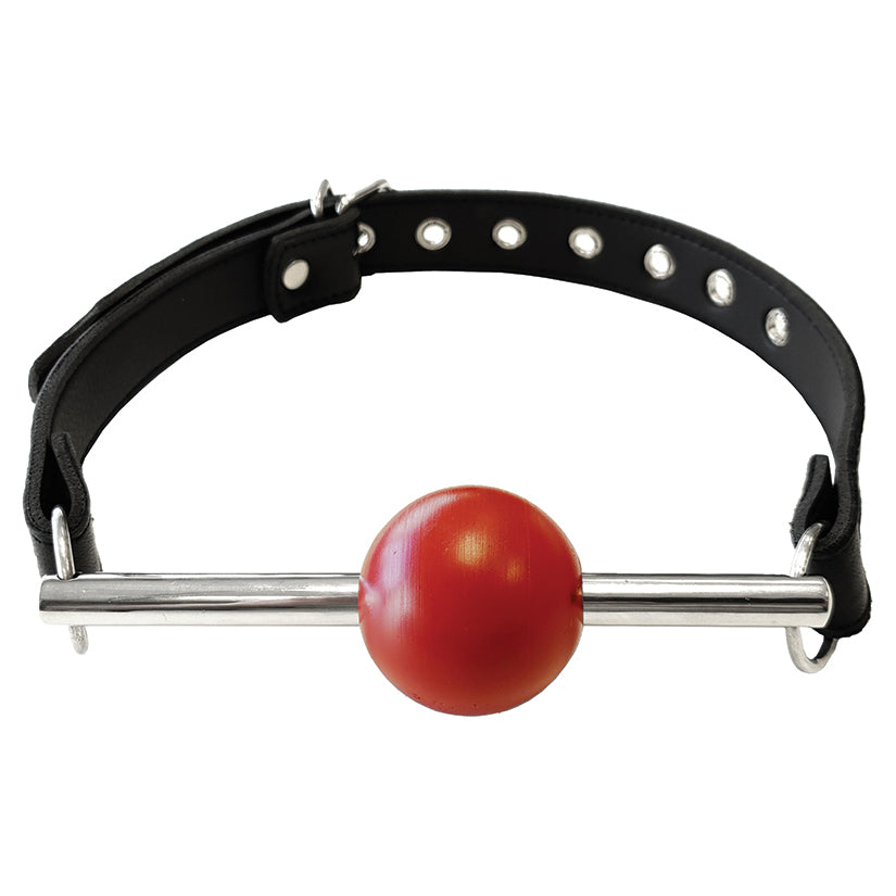 Rouge Leather Ball Gag with Stainless Steel Rod & Removable Ball